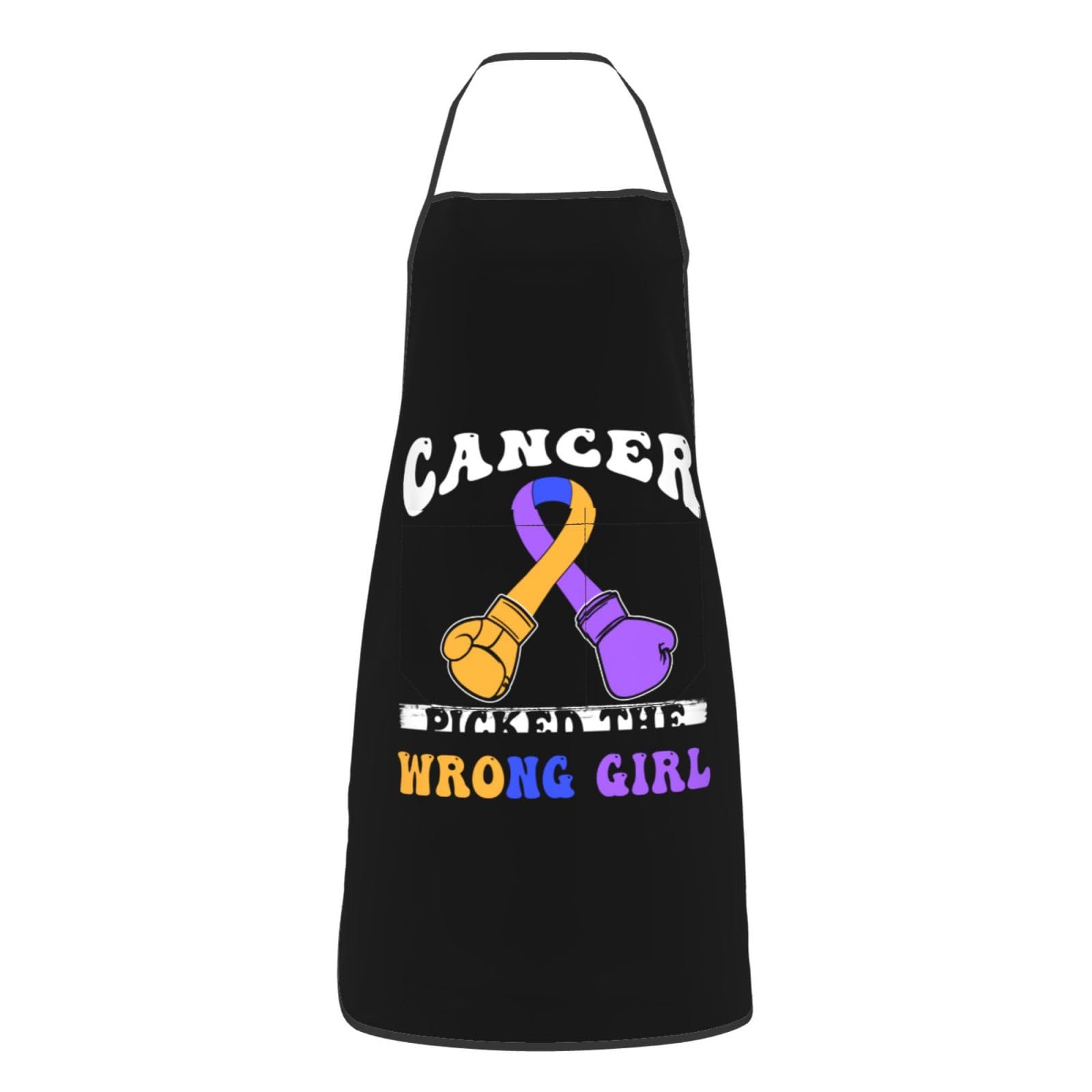 nopicsn Cancer Picked The Wrong Girl Bladder Cancer Apron for cooking with Pockets Women Men Kitchen Chef Funny Aprons