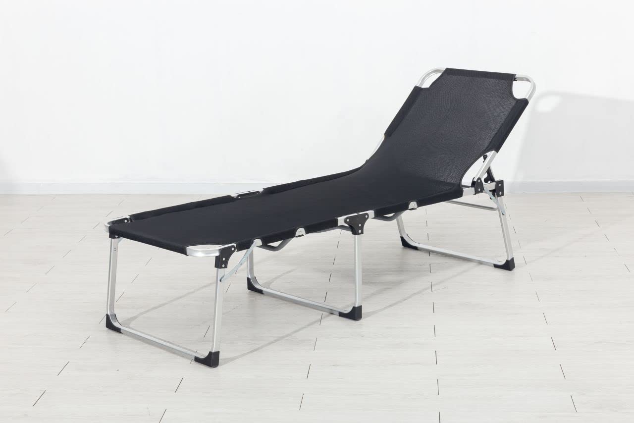 TrendLine Alu-Dreibeinliege De Luxe XL schwarz Gartenliege Sonnenliege Alu Liege