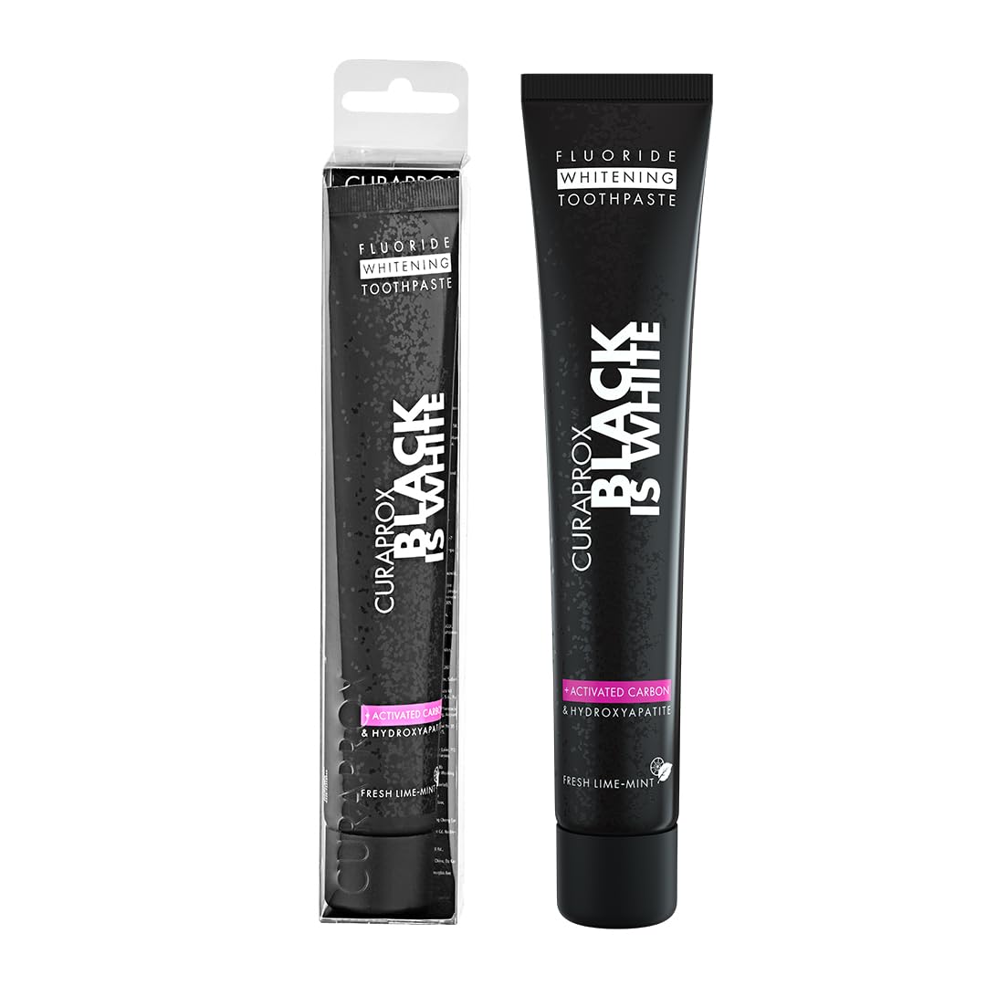 Curaprox Black Is White Toothpaste - Gentle Cleaning for Sensitive Teeth & Gums I Ideal for Plaque Removal, 1 Pack