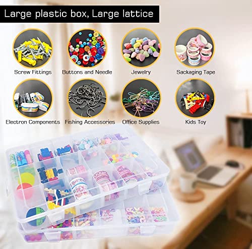 Image of Large Clear Organizer Box,12 Grids Organizer Box with Removable Dividers for Jewelry,Bead Storage,Plastic Compartment Container for Tool Tackle(8.8 x 7.1 x 2.3 in)