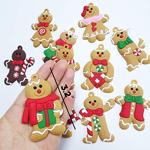 Guasslee 12 Pack Gingerbread Man Ornaments For Christmas Tree Decorations, 3 Inch Tall Gingerman Hanging Charms Christmas Tree Ornament Holiday Decorations #TOP2