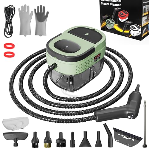 Image of Handheld Steam Cleaner, 2500W High Pressure Steamer for Cleaning, Portable Steam Cleaner with 1.6L Water Tank, 3 Levels Adjustable Handle, Steam Cleaner for Home (Green, 1600ML)