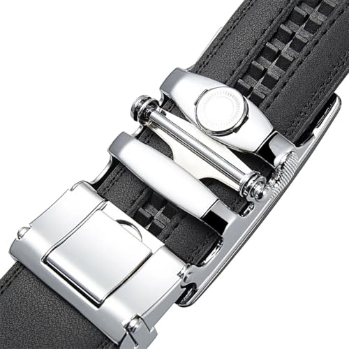 Men's Solid Color Leather Belt Automatic Buckle 3.5Cm Formal Business Belt Casual Belt3