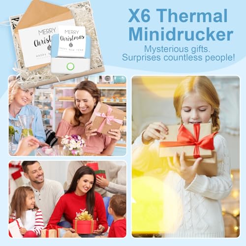 GuKKK Mini drukarka, mobilna drukarka fotograficzna, przenośna mini drukarka fotograficzna, bezprzewodowa drukarka fotograficzna z 13 rolkami papieru do drukarki i 6 kredek, smartfon, Bluetooth, do