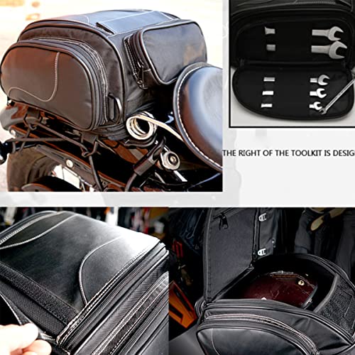Bolsa trasera impermeable para motocicleta de cuero grande miniatura 5