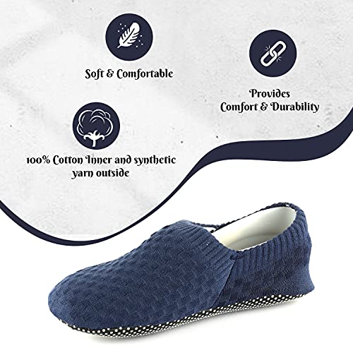 Image of Footmate Anti Skid /Slip Slipper Socks (2 Pair Pack) - Lightweight Rubber Grip Slippers Sock For Women & Men | Ultrasoft Comfort Slipper Shoes For Office, Home, Outdoor & Indoor