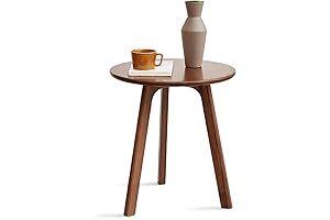 Round Side Table - 100% Solid Wood - 3 Legged Table Wood