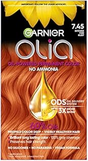 Garnier Hair Color Olia Ammonia-Free Brilliant Color Oil-Rich Permanent Hair Dye, 7.45 Dark Fire Ruby, 2 Count (Packaging May Vary)