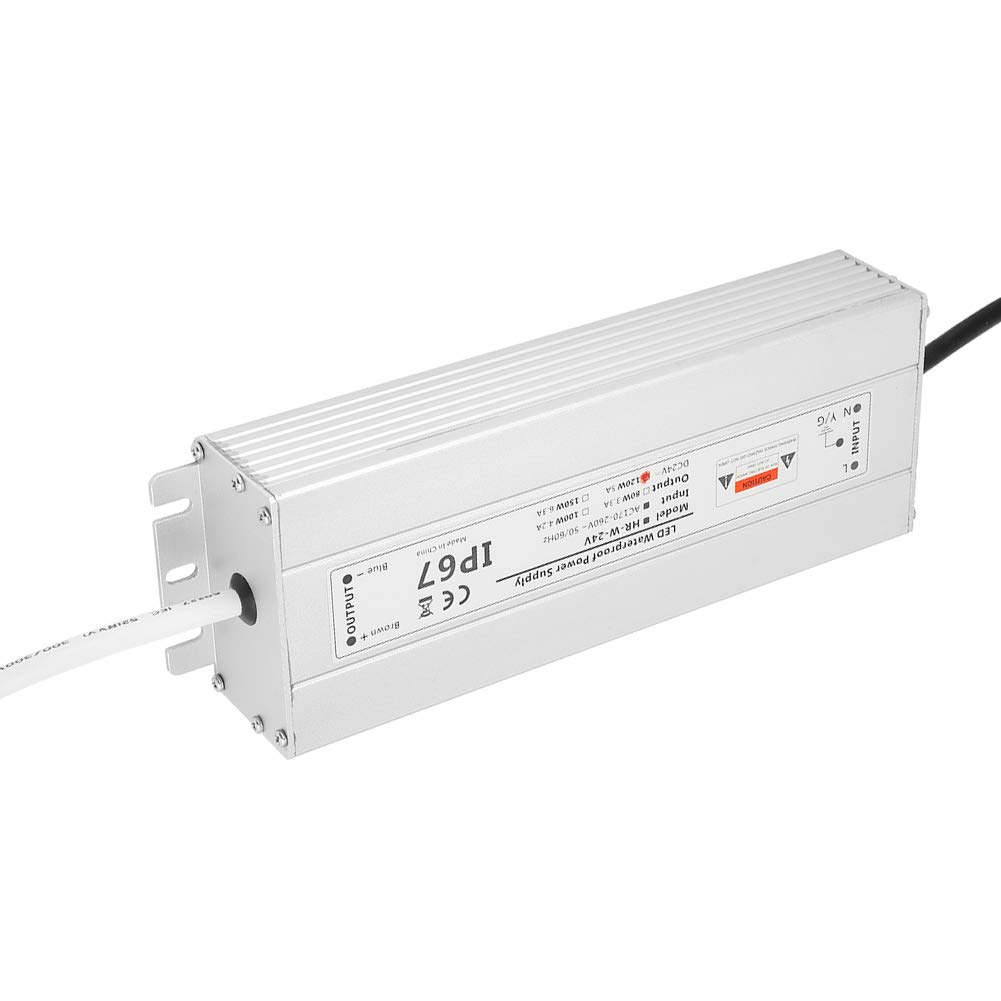 Alimentatore driver LED 24V 120W 5A Trasformatore guscio in alluminio IP67 con protezione da sovraccarico per strisce luminose a LED Illuminazione interna
