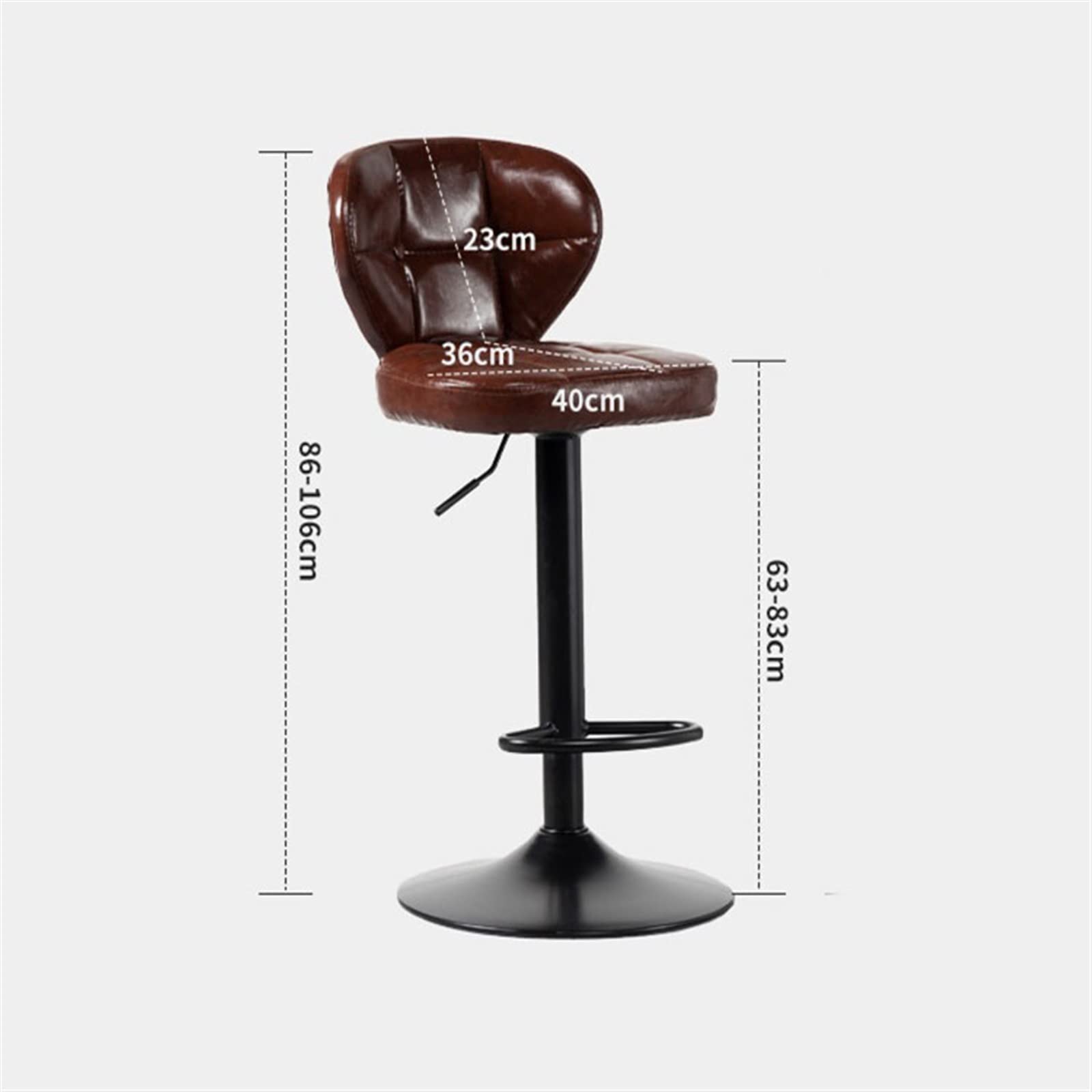 Taburetes De Barra Silla de Bar elevable de Estilo nórdico (63-83cm), Silla de Bar con Respaldo de Cuero PU Minimalista Moderno con Taburete Alto Giratorio Taburetes De Bar(D)