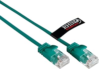 rhinocables Slim Cat6 Ethernet Cable, High-Speed Gigabit Cat 6 Cable, Thin Snagless Patch Network Cable Lead with RJ45 Connector for Internet, Router, Modem, Smart TV, Gaming (3m, Green)