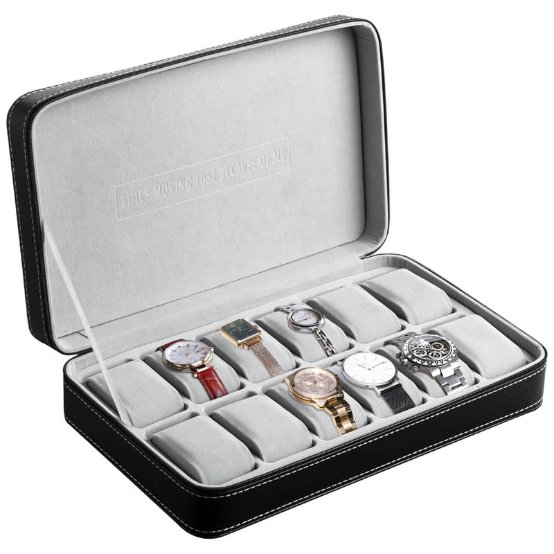 OSVINO Ecrins pour Montres Boîte à Montres avec 6/10/12 Emplacements Coffret/Présentoir à Montres avec Coussins