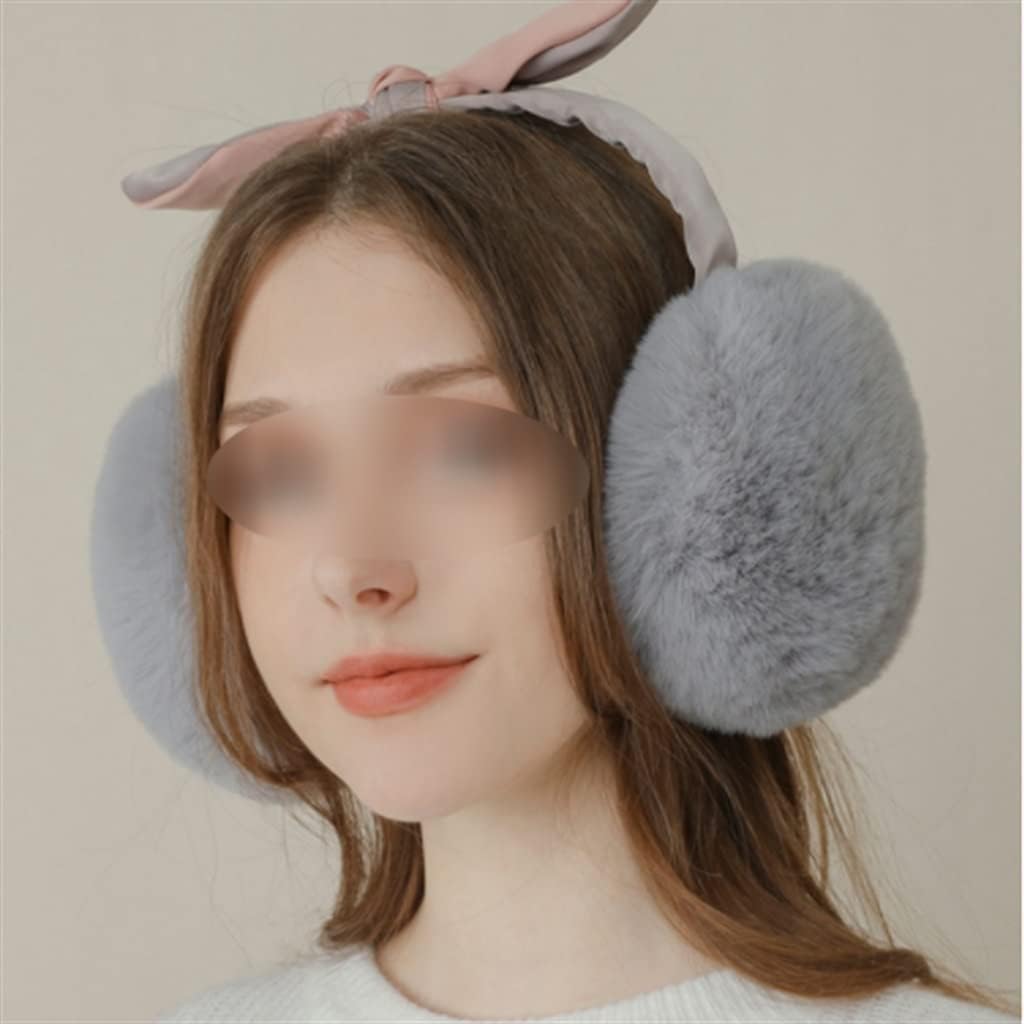 LIRUXUN Grey Earmuffs Women's Winter Warm Earmuffs Plush Cute Riding Ear Hats Outdoor Ear Protection Foldable : Clothing, Shoes & Jewelry