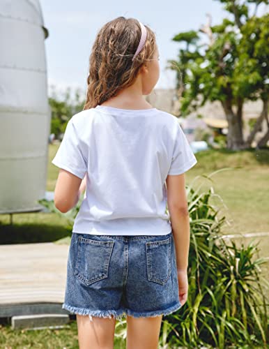 Image of Arshiner Girls Casual Tie Dye Short-Sleeve T-Shirt Cute Print Summer Blouse for Girls Twist Front Tunic Tee Tops