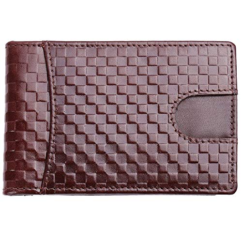 Image of Brooklyn Bridge Genuine Leather Money Clip Wallet for Men Chess VT Brown - Premium Slim RFID Protected Wallet with Cash Clip & Multiple Card Slots, Stylish Front Pocket Design, Gift for Men