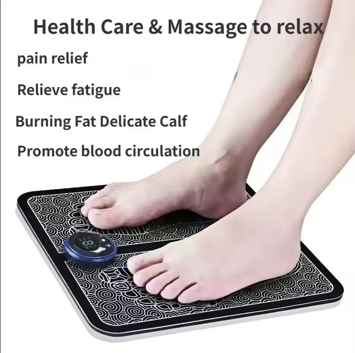 Caltexmart foot cargo-wireless EMS massage machine, rechargeable, portable, and foldable design. 8 mode, 19 intensity level for final pain-development. Caltexmart foot cargo-wireless EMS massage machine, rechargeable, portable, and foldable design. 8 mode, 19 intensity level for final pain-development.
