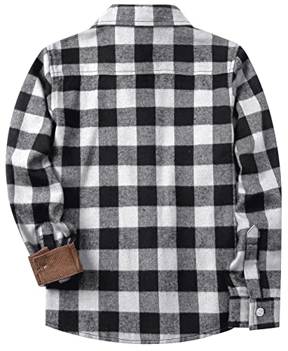 SANGTREE Boys and Mens Flannel Shirts Long Sleeve Button Down Plaid Shirts,Corduroy Lined Cuffs & Collar2