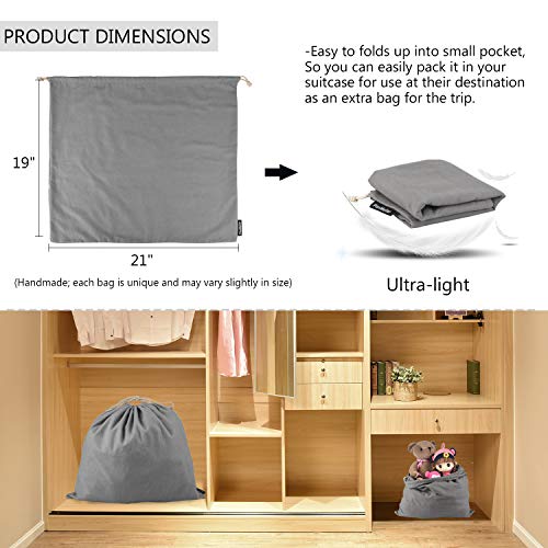 PlasMaller Dust Cover Storage Bags Purified 100% Cotton Flannel with Drawstring Pouch For Handbags Purses Pocketbooks Shoes Boots Set of 3 (Grey)2