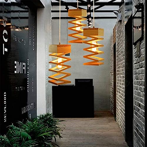 Moderna lámpara de techo para comedor de madera con diseño geométrico E27 7