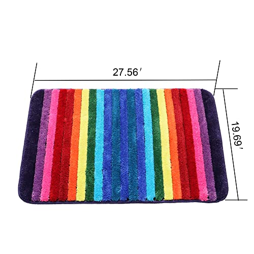 NIENLCIP Rainbow Bath Mat Colorful Bathroom Rugs Super Soft and Absorbent Microfiber Plush Bath Rugs with Non-Slip Backing for Bathroom Machine Washable 19 X 27 Inches - Image 2