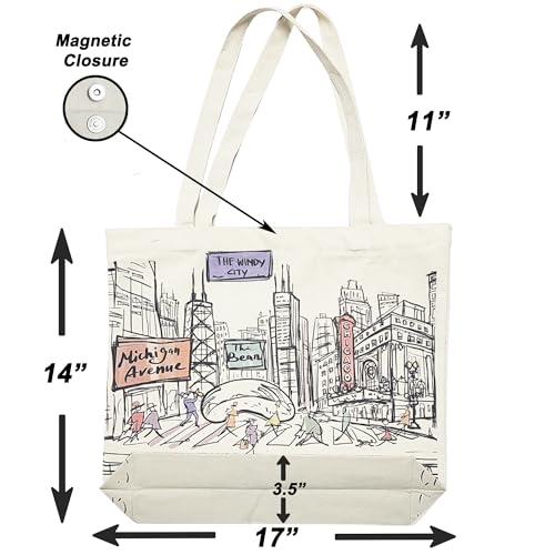 Image of Cities Around the World Artwork Tote Bag Series- Designed in the USA, 17 inchx14 inch, Double Sided Print, Souvenir & Gift