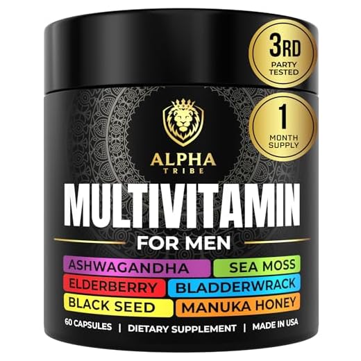 Alpha Tribe Multivitamin for Men with Seamoss Black Seed Oil Ashwagandha Burdock Root, Turmeric Bladderwrack, Vitamin C, Elderberry, Manuka, Yellow Dock | Daily Men's Vitamins and Minerals Supplement