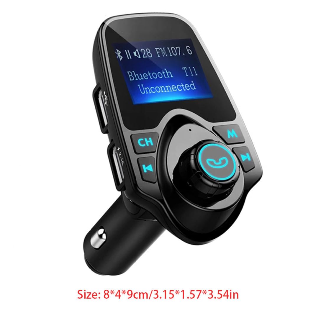 Trasmettitore FM per auto trasmettitore FM wireless per l'adattatore audio radio wireless con auto con chiamata senza mano LCD Display Music Player Car Black
