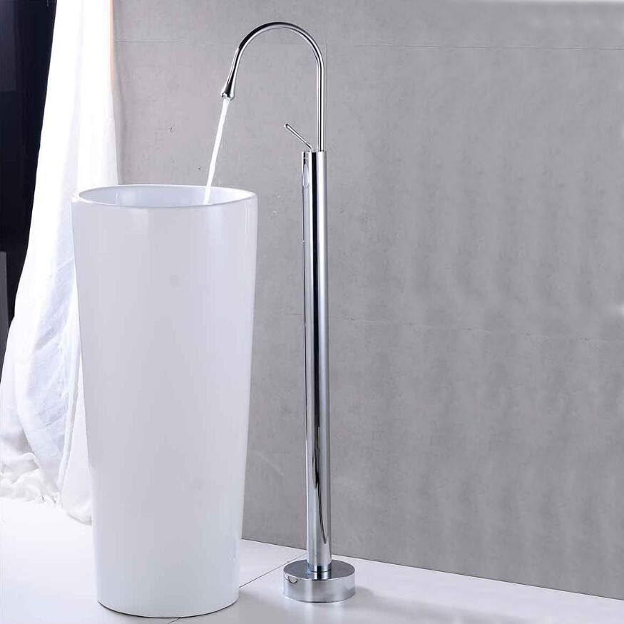 Robinet de baignoire îlot chrome en laiton massif pour salle de bain de luxe