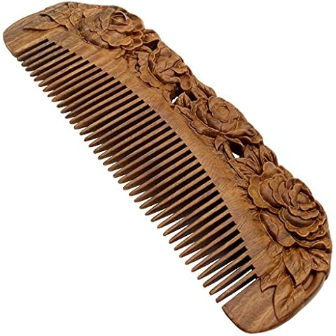 YOY Handmade Carved Natural Sandalwood Hair Comb - Anti-static No Snag Brush for Men's Mustache Beard Care Anti Dandruff Women Girls Head Hair Accessory (HC1006) Cover