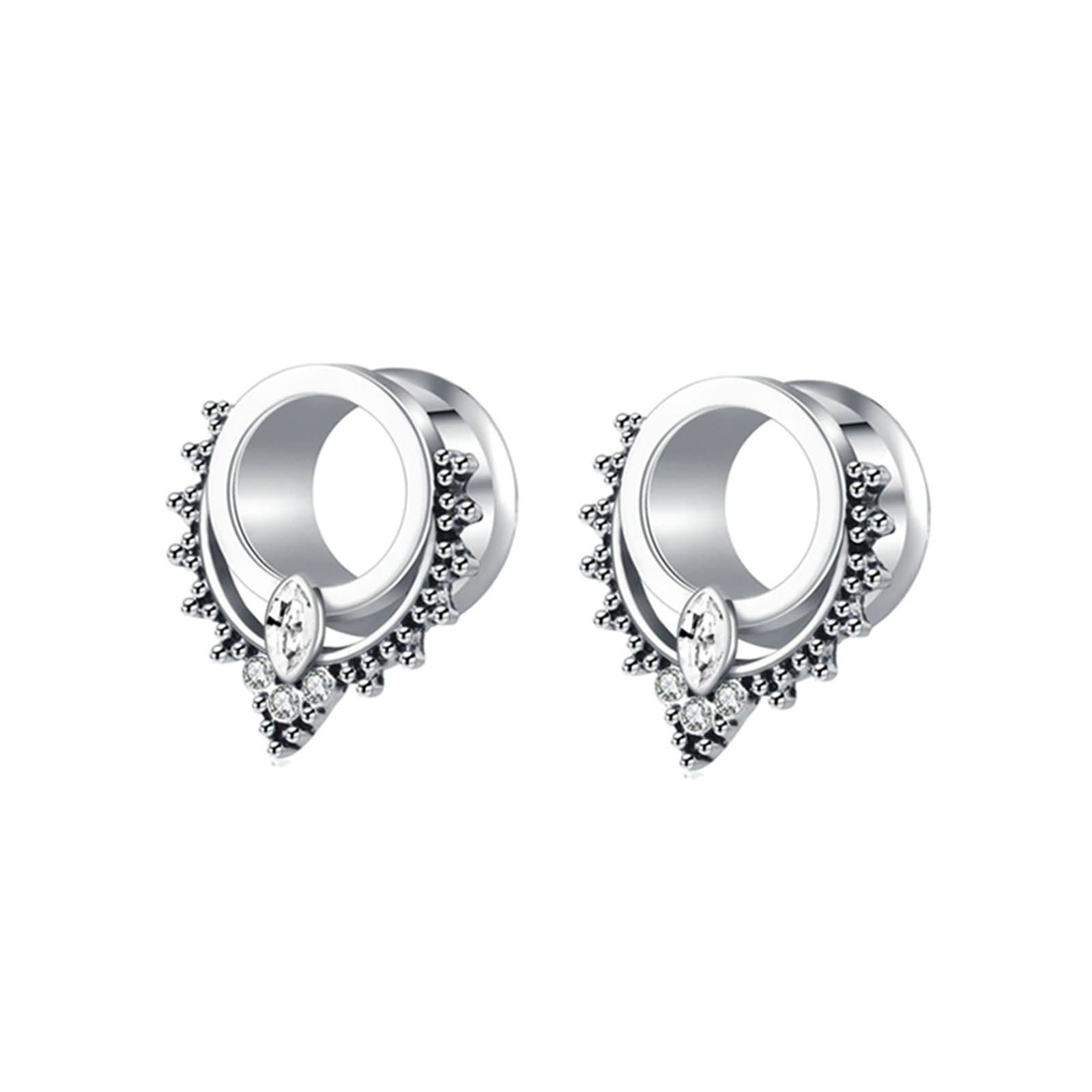 Daesar Ohr Plug Set, Piercing Tunnel 6-16MM Edelstahl mit Zirkonia Ear Plugs Ohr Expander 2er Set