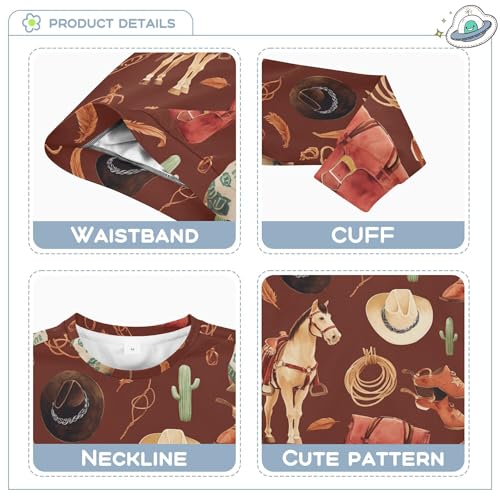 JUNZAN Western Cowboys Artwork Brown Little Girls Hooded Sweatshirt Long Sleeve Kids Pullover Hoodie Camping 4T3