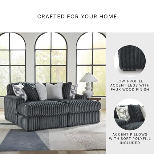 Image of Signature Design by Ashley 2-Piece Super Chaise Sectional Sofa, Gunmetal