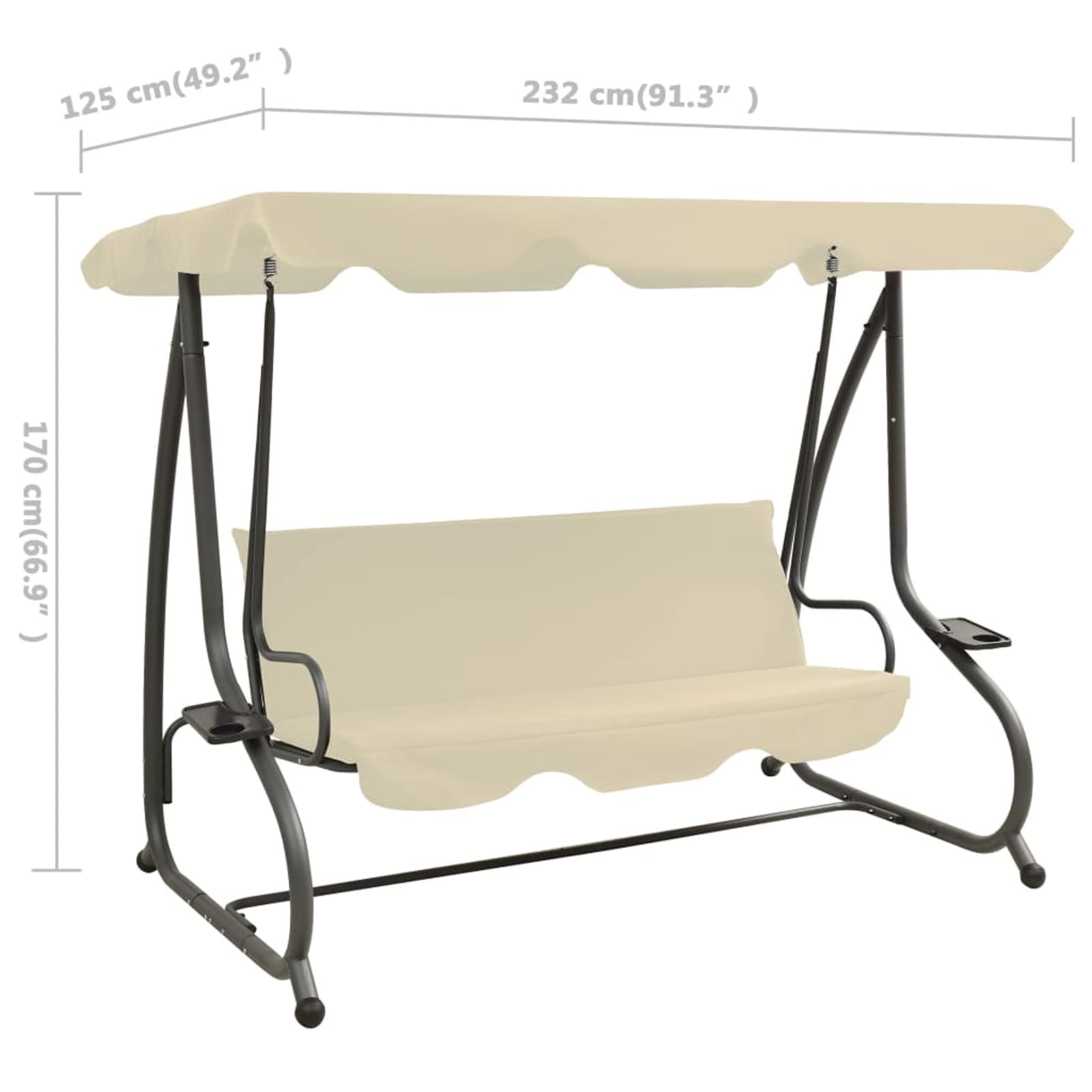 Gecheer Panchina a Dondolo da Giardino con Baldacchino,Dondolo con Baldacchino da Esterno,Dondolo 3 Posti per Esterni,Panchina Swing Altalena da Giardino,Dondolo da Esterno con Tettuccio Bianco Sabbia