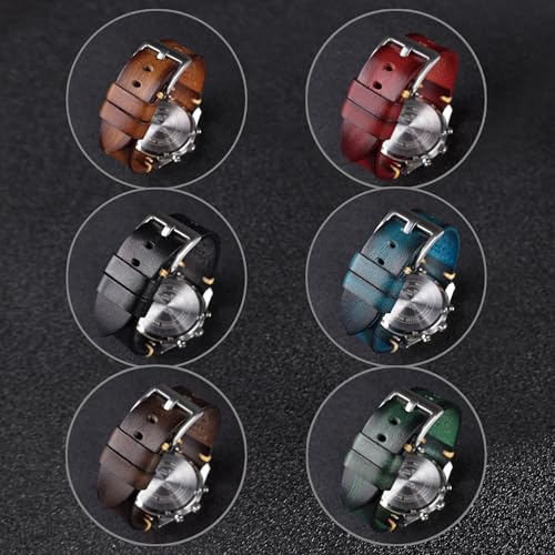 Image of Retro Handmade Watch Band, Quick Release Vintage Leather Watch Strap Replacement,Choice of Width-18mm 20mm 22mm 24mm or 26mm