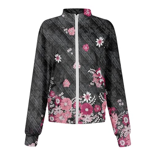 Scrub Jackets for Woman Zip Up Long Sleeve Tops Print Plus Size Womens Scrubs for Women Nursing Shirts with Pockets