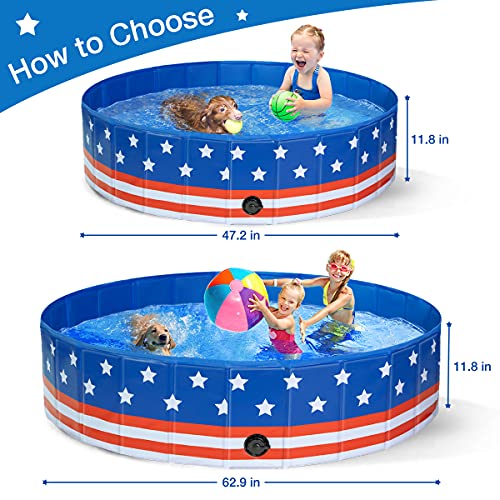 Leopinky Dog Pool Pvc Hard Plastic Pet Swimming Pools Foldable Kiddie Pool Portable Wading Pool Kids Pools For Backyard Plastic Kiddie Pool For Large Dogs, Puppy, Doggie (63'' X 12''L) #TOP2