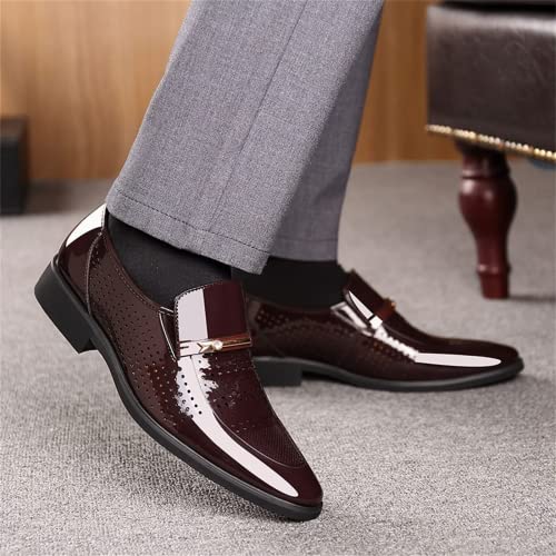 BORAMAX Mens Leather Oxford Shoes Male Pointed Toe Suit Shoes Flats Men Business Shoes wingtip Dress Shoes PU Leather Shoes2