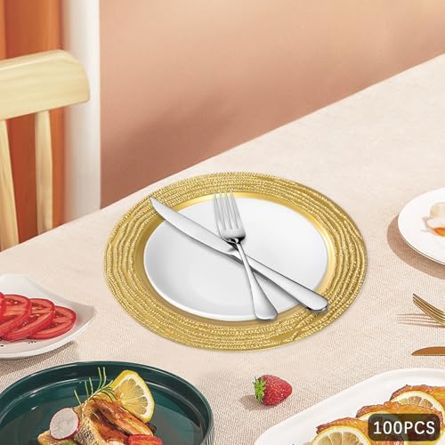100 Platos Cargadores Dorados Antiguos 13 Pulgadas miniatura 3