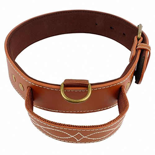 Quick Control Soft Inside Padded Pu Leather Dog Collar with Handle For Meduim Large Dogs Walking Training Black Brown Colors