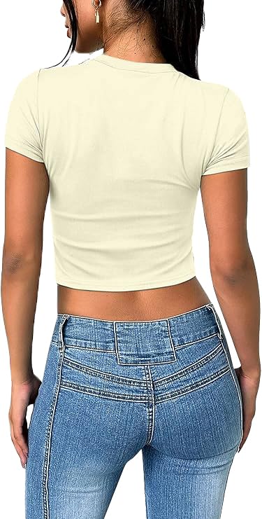 Y2K Graphic Baby Tees for Women Slim Fit Aesthetic Flower Print Crop Tops Girls Summer Hawaii Cropped Tshirts4