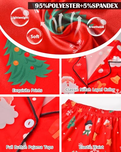 Image of Silky Pajamas for Women 2 Piece Long Sleeve Pj Sets Women's Satin Sleepwear Button Down Loungewear Set