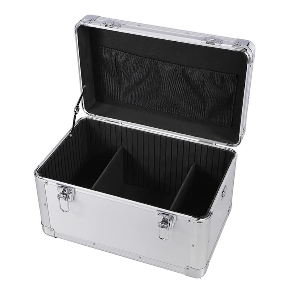 AKAZI Caja de Herramientas de Hardware Estuche de Transporte de Aluminio Caja de Herramientas Organizador doméstico Estuche de Metal Multiusos (Color: C) (Negro, Plateado)