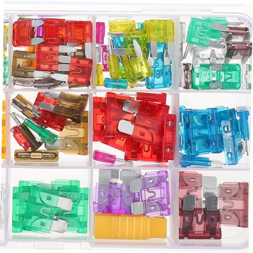 Cabilock 180pcs Kit Completo de Fusibles para Auto Carro RV Camión Mini Estándar Micro Fusibles con Hilos y Organizador miniatura 7