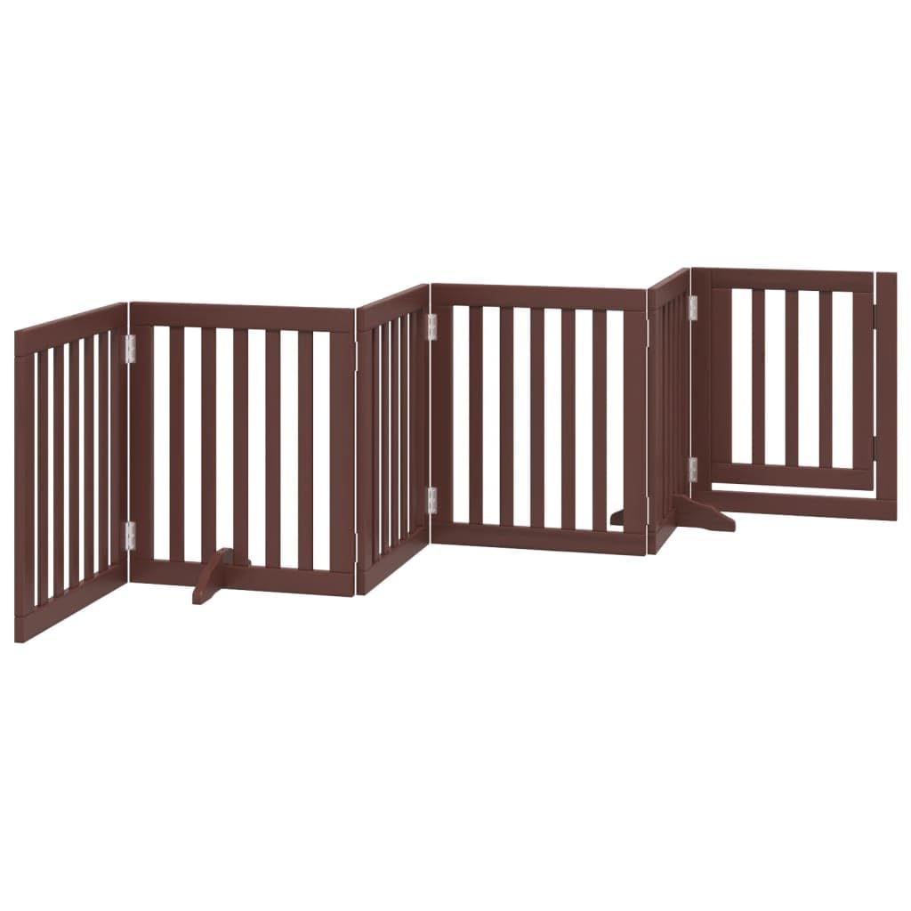 Puerta plegable para perros de madera de álamo con puerta y patas de apoyo de 300 cm, plegable, para casa, apartamento, jardín, protección segura y barrera para perros cachorros