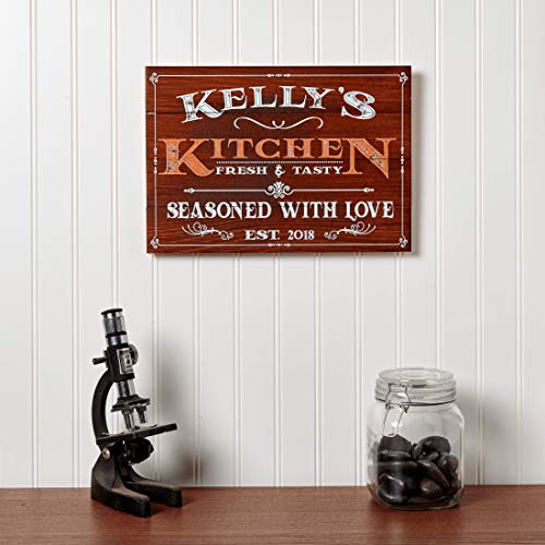 Artblox Personalized Wooden Kitchen Wall Decor | Farmhouse Kitchen Decor | Last Name Signs for Home | Family Sign | Housewarming Gifts | Wedding Gift - (13x9) - Brown
