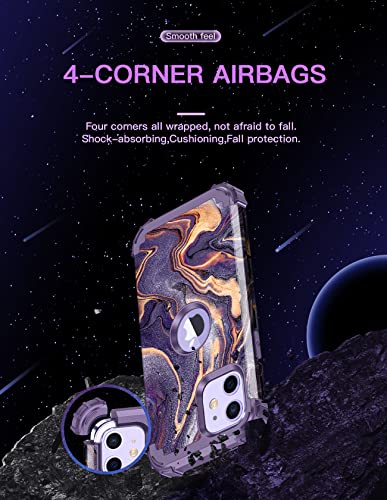 Lontect For Iphone 12 Case/Iphone 12 Pro Case Marble Shockproof Heavy Duty Rugged Durable Protective Cover Girls Women Case For Apple Iphone 12/12 Pro, Dark Purple #TOP4