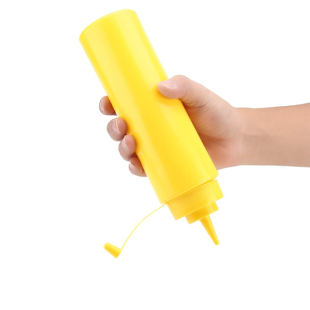 Bottiglie per Condimenti, 10 Confezioni da 720ml Dispenser per Ketchup Bottiglie per Schizzi in Plastica con Tappo, Bottiglie per Schizzi per Pancake per Salse, Condimenti, Panna(Giallo)