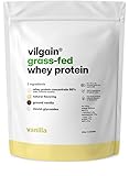 Vilgain Grass-Fed Whey Protein Vanille 1000g, Eiweißpulver Konzentrat aus Weidemilch, Gesüßt mit Stevia, Ohne Zuckerzusatz, Ultrafiltriertes Protein Pulver für Shakes, 1 kg