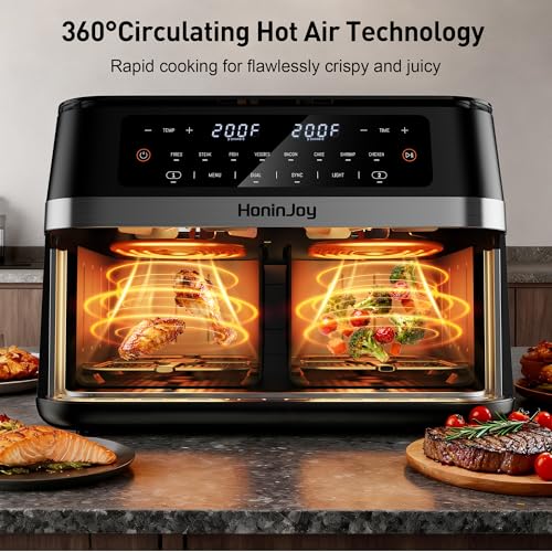 Image of 12QT 12-in-1 Dual Air Fryer with 2 Baskets and 50PCS Paper Liners