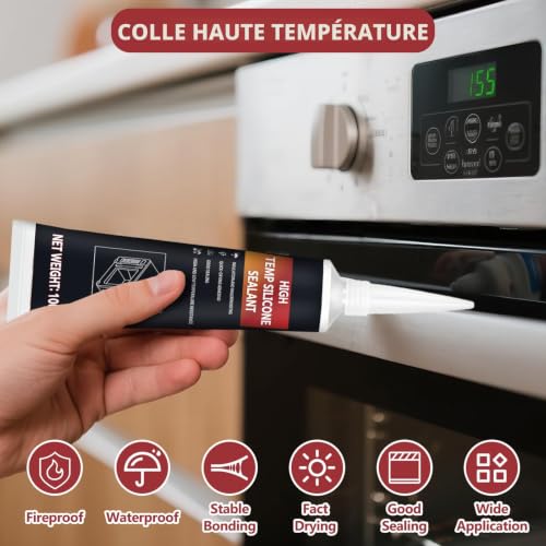 INNOVAYOU 100ml Transparent Colle Haute Temperature, Supporte Jusqu'à 300°C, Imperméable Résistant à l'humidité, Adaptée au Four, Gril et au Micro-ondes – vue 3